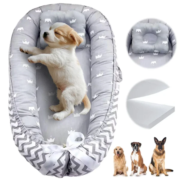 Thick Dog Bed with Removable Pillow