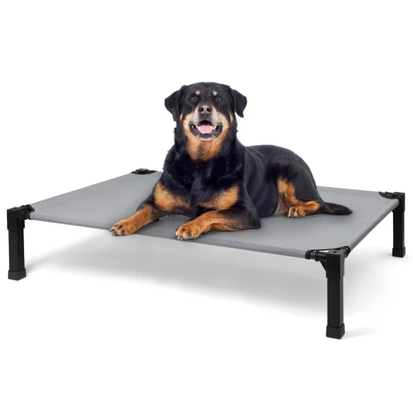 Cooling Raised Pet Cot with Chew Proof Mesh and Metal Frame
