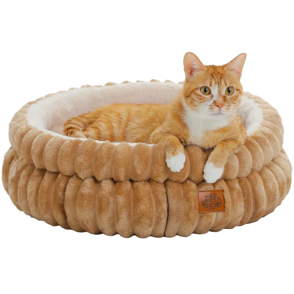 Washable Round Pet Bed with Anti-Slip Bottom