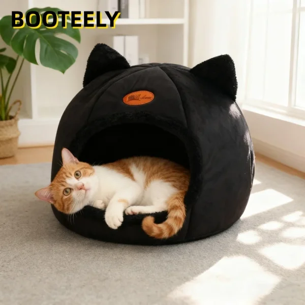 BOOTEELY Black Deep Sleep Comfortable Cat Cave