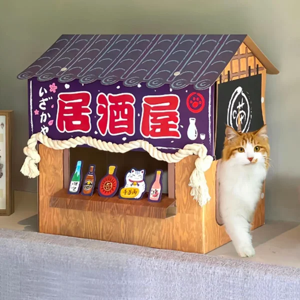 Indoor Cat Bed with Scratchers, Izakaya Bar Design