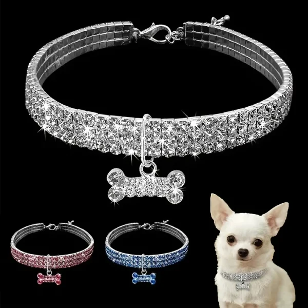 Pet Collar-Adjustable Necklace for Small Dogs -Adds Style and Glamour